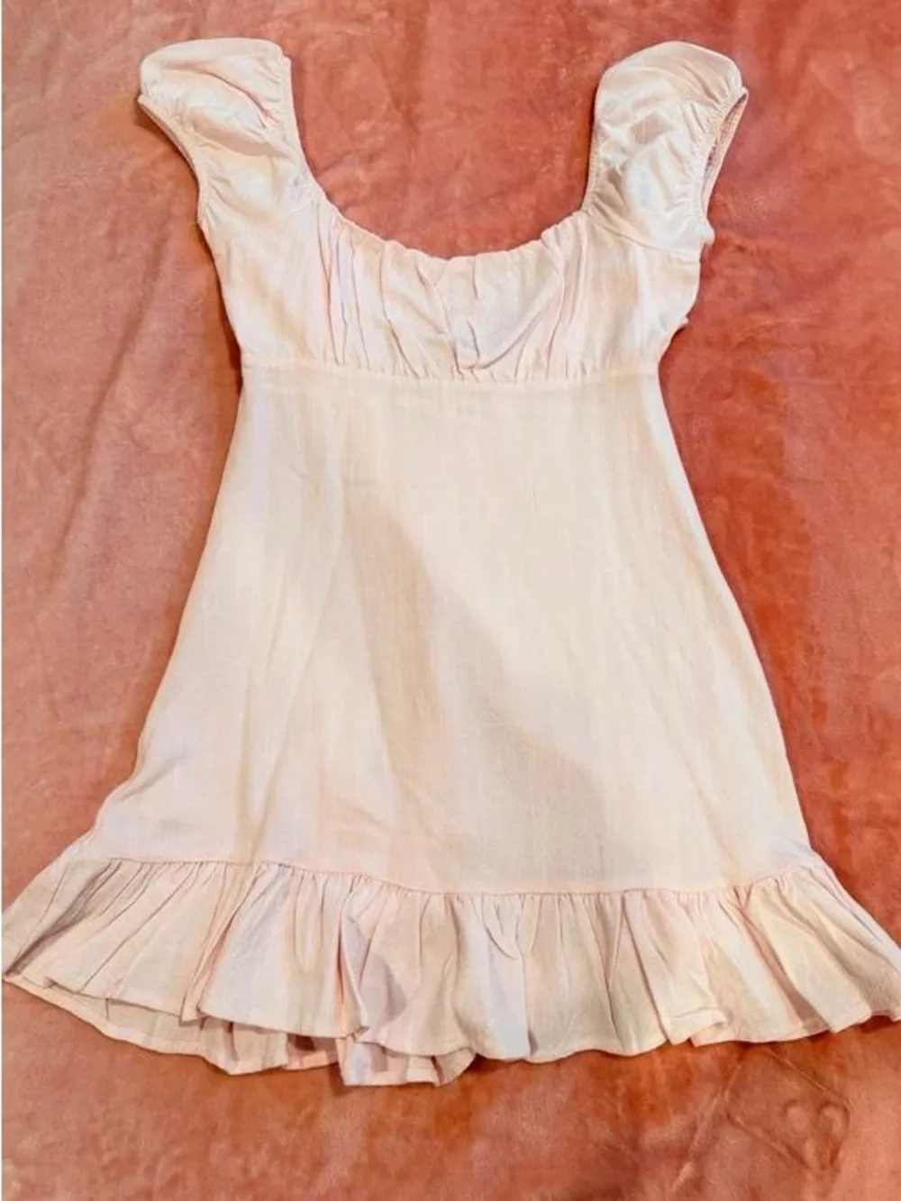 Girls Light Blush Ruffle-Hem Casual Dress
